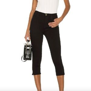 Frame Denim Black High-Rise Skinny Capri Jeans